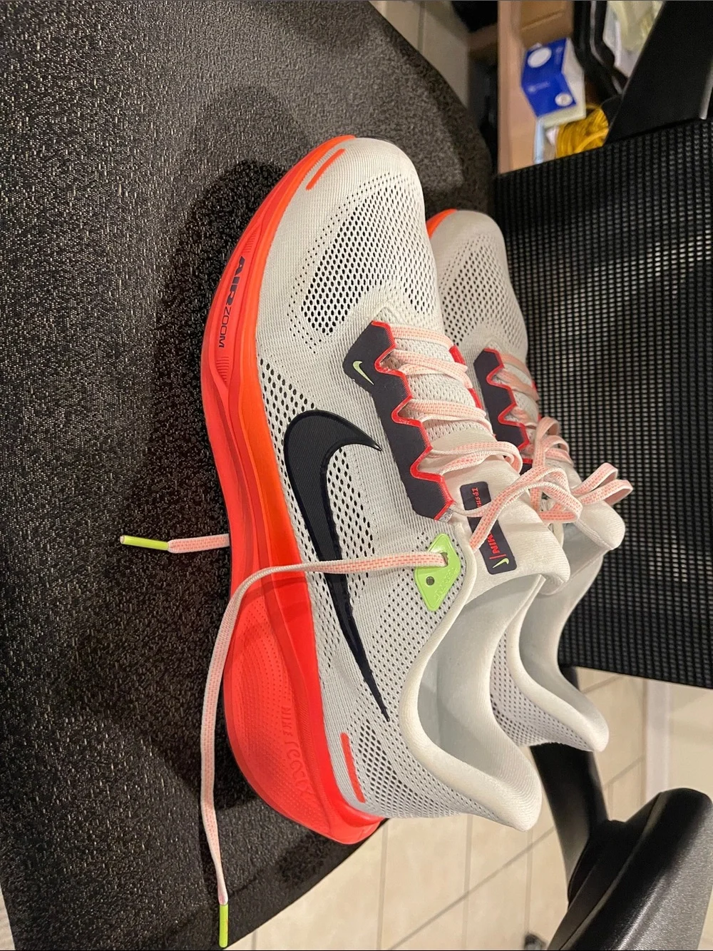 Nike Pegasus 41 White Running Sneakers with Pink Laces and Orange Soles